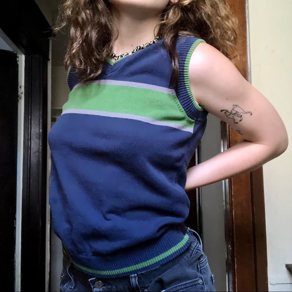Blue and green crop top vest y2k!!! - Picture 3 of 3